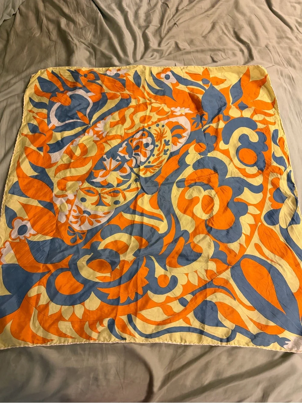 Vintage Abercrombie Fitch Italy Silk Scarf Mod Psychedelic Graphic 30” Carre
